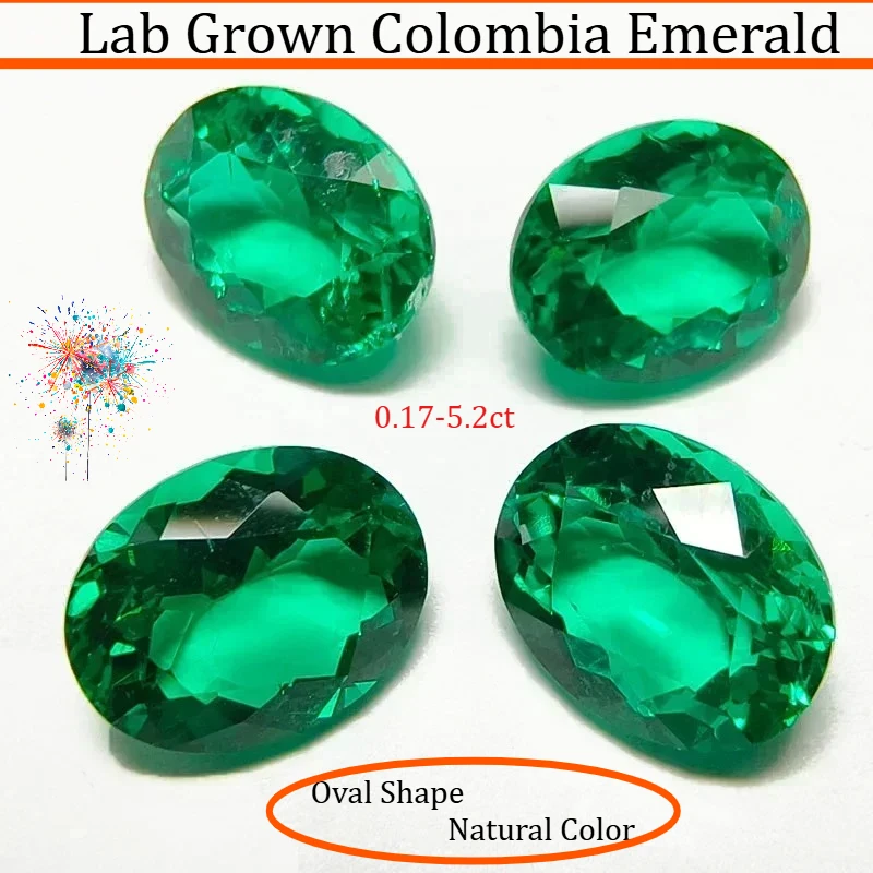 

Lab Grown Colombia Emerald Oval Shape Natural Color Hand-cut Hydrothermal Gemstone for Jewelry Making Selectable Certificate