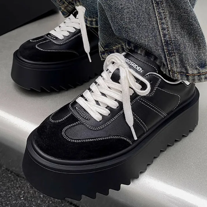 

Men and Women Spring and Autumn Tennis Shoes Men and Women Thick Soled Lace-up Flat Shoes Thick Soled Casual Sports Shoes