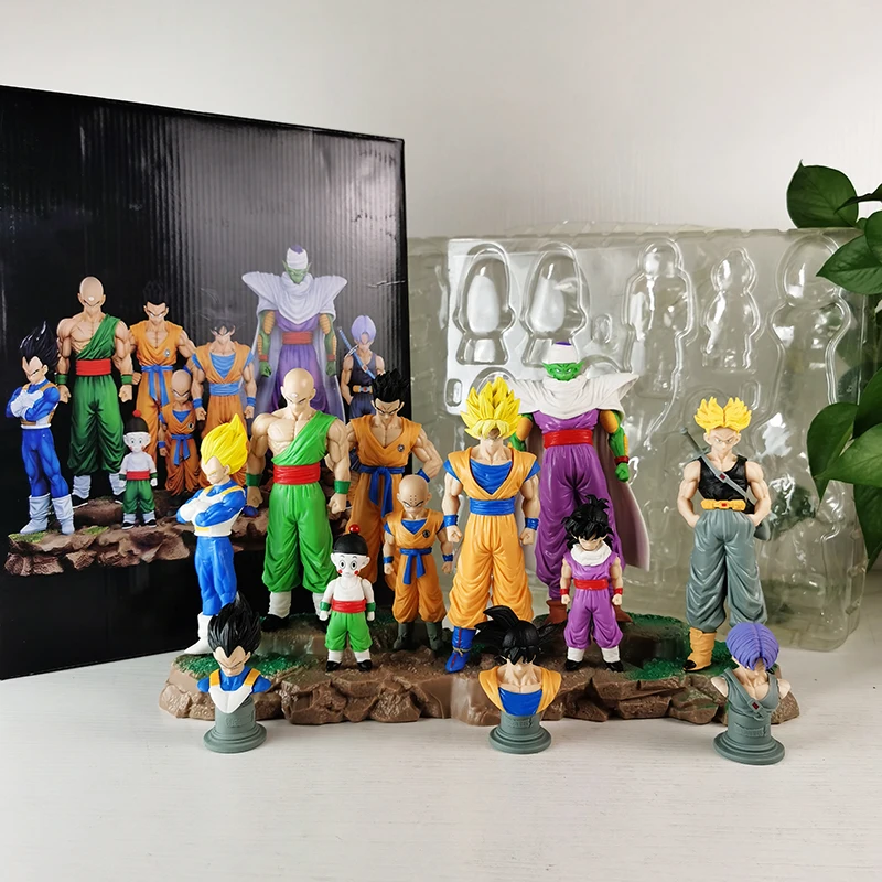 Seven Dragon Balls Anime Animation Surrounding Statues Infinite Z Fighter Group Image Hand Made Super Saiya Desktop Decoration