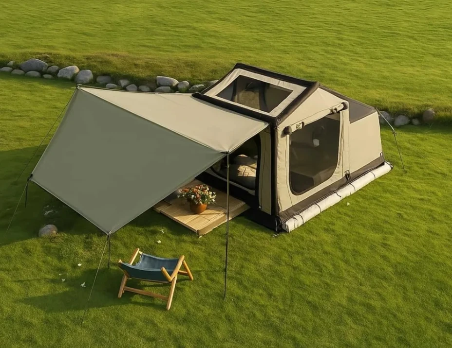 

Outdoor Recreation Oxford Inflatable Camping Tent Rainproof Sun Protective Tent With Telescopic Ladder