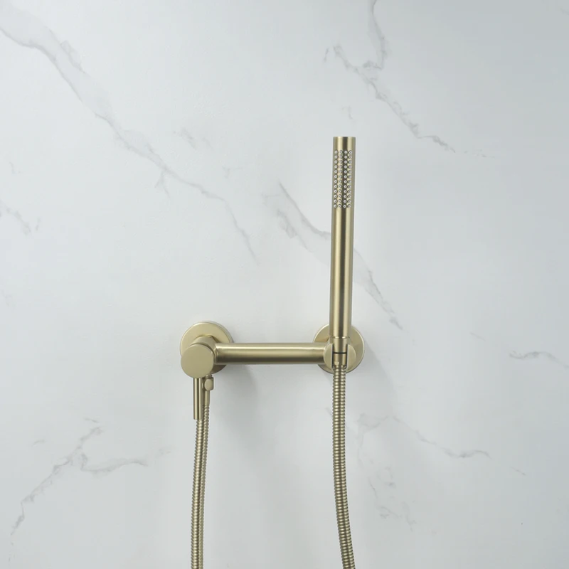 

Bathroom Shower Faucet Set with Handheld Shower Hot and Cold Shower Mixer Valve Wall Mount Shower Sets with Sprayer Brushed Gold