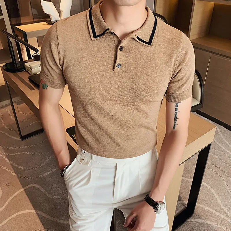 Korean New Brand Men Polo Shirt Men Short Sleeve Shirt Men Summer Top Casual Male Polos Para Hombre Camisa Polo Knitting Polo