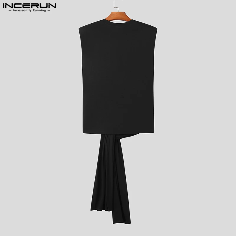 INCERUN Tops 2024 Korean Style New Men\'s Knitted Strap Design Vests Casual Streetwear Male Solid All-match Color Tank Tops S-5XL