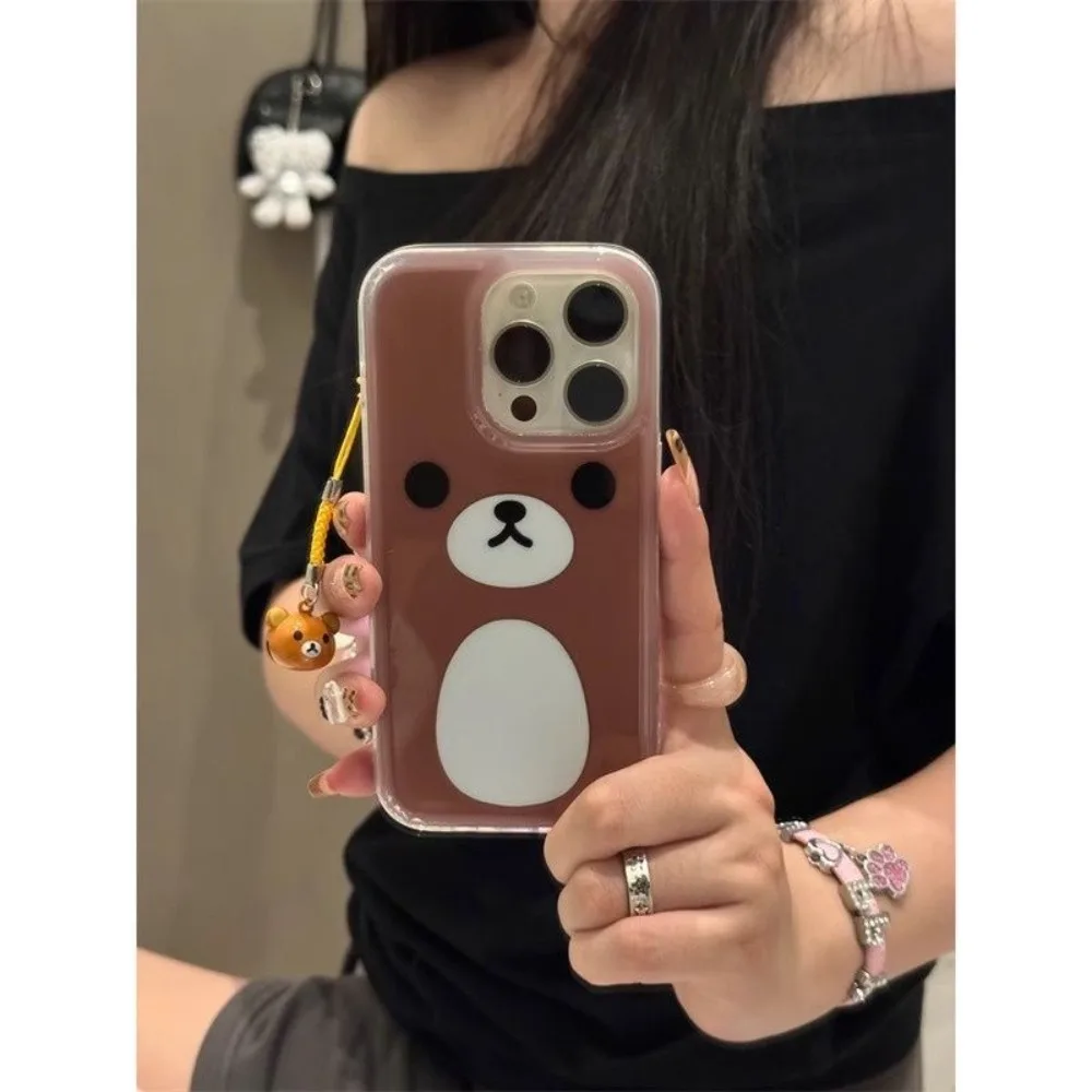 Cartoon cute Rilakkuma white brown bear suitable for iPhone16promax mobile phone case 15Plus 14 iPhone xsmax mobile phone case - náhled 5