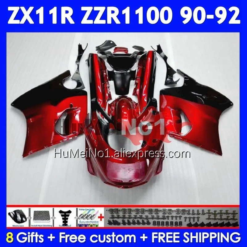 ZX-11R For KAWASAKI NINJA Pearl red ZX11 ZZR 1100 ZZR-1100 222No.6 ZZR1100 ZX 11R 11 R ZX11R 90 91 92 1990 1991 1992 Fairing