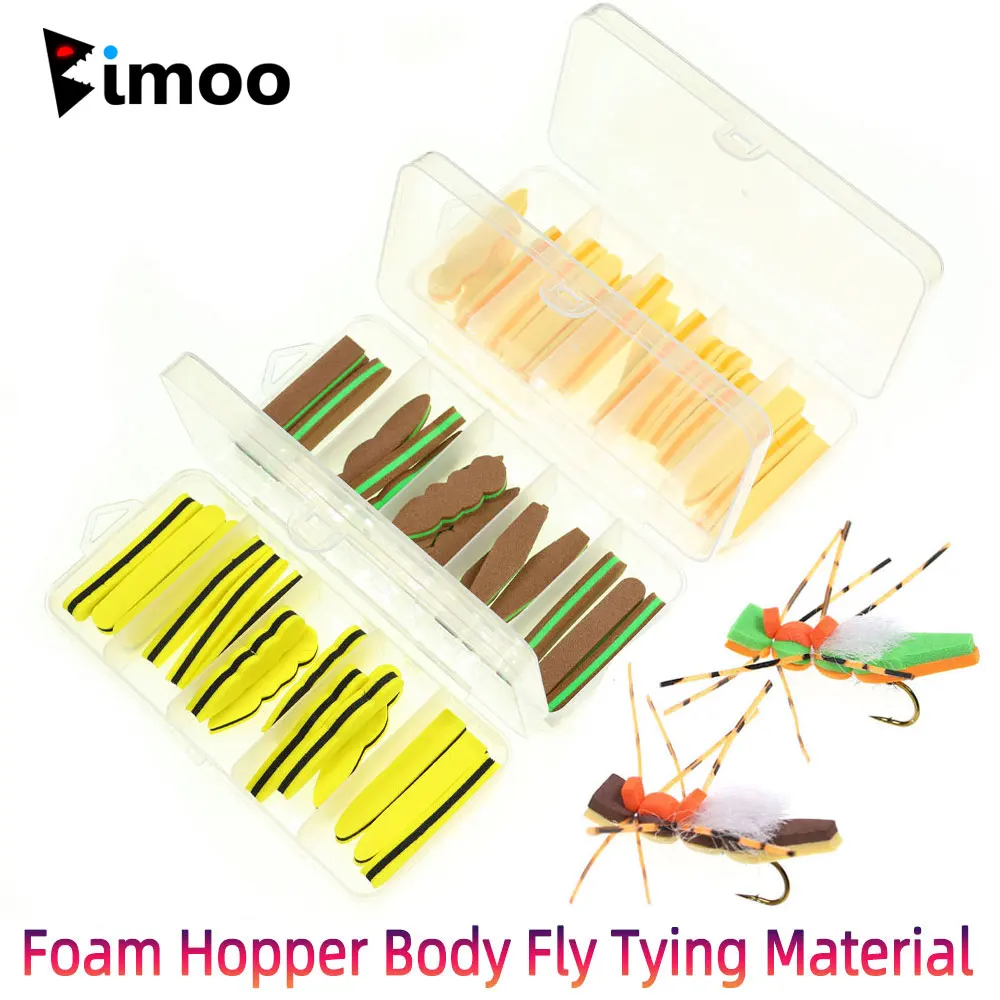

Bimoo 15pcs Mix/Box EVA Foam Hopper Body Fly Tying Material For Tying Grasshopper Fly Floating Dry Fly Trout Bass Fishing Lures