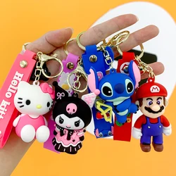 27 Styles Super Mario&Stitch Disney Keychain Mario Bros Sanrio Hello Kitty&Kuromi Action Figure Model Cartoon Bag Doll Toys Gift