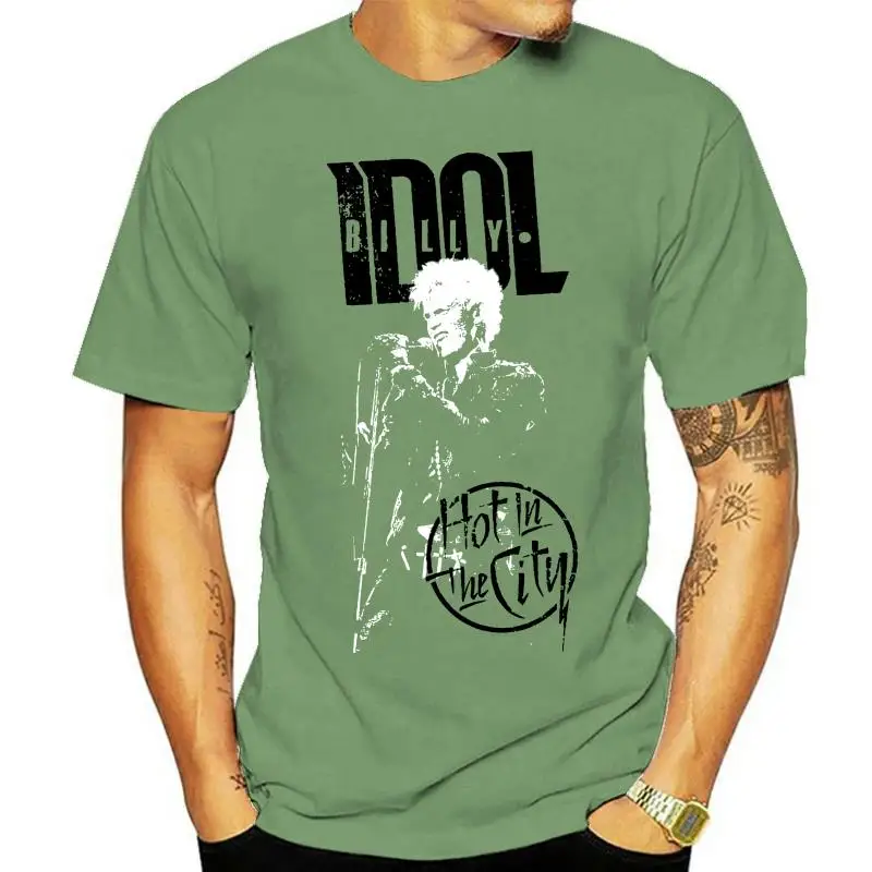 Camiseta de BILLY IDOL Hot in the City para hombre, Camisa de algodón puro de manga corta, estilo Hip Hop, negro, 2024