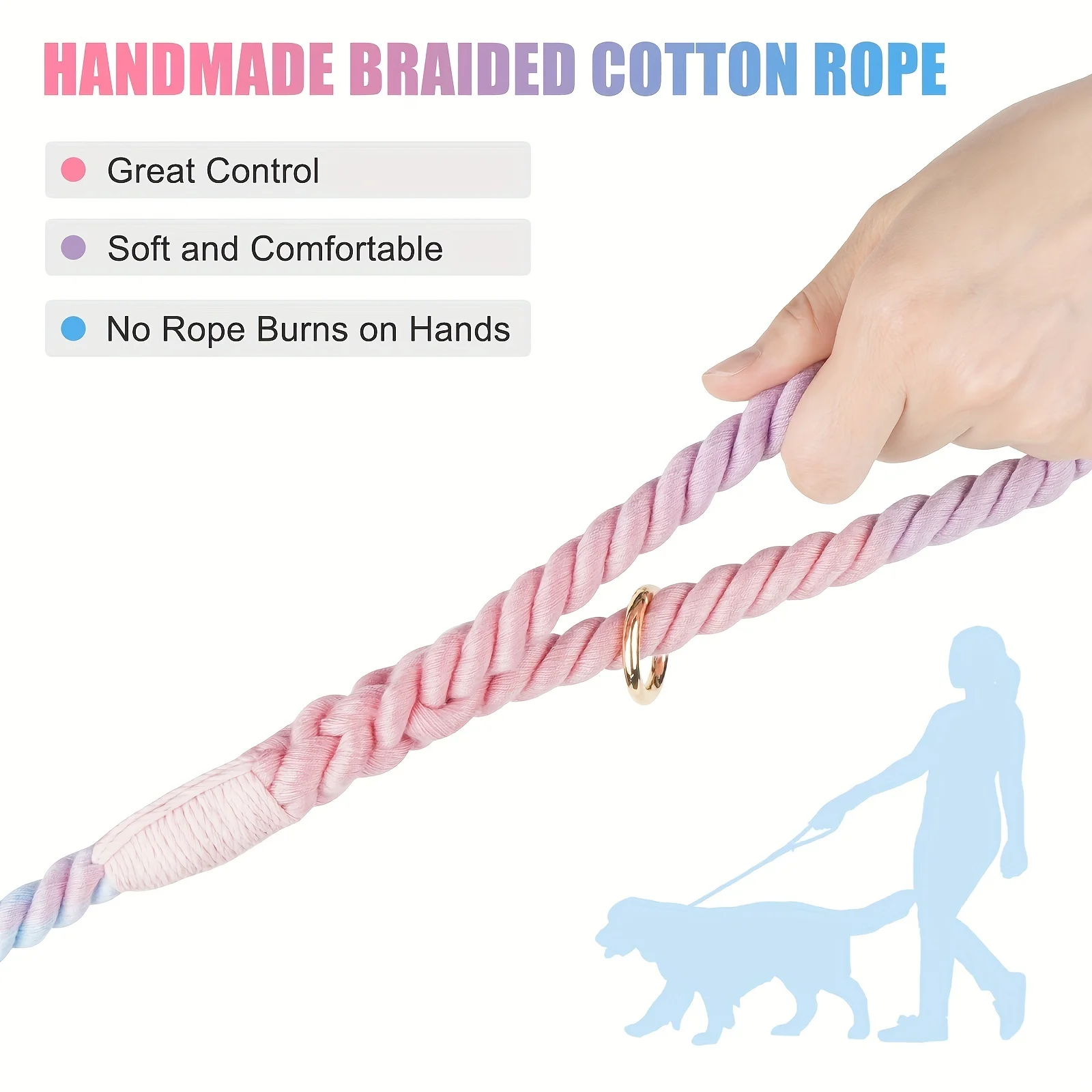 Hand-Woven Colorful Running Dog Rope Multi-function Dog Traction Rope Double-head Pet Traction Belt Dog Chain