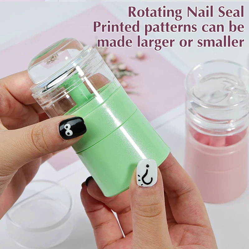 1set Rotatable Nails Art Stamping Plates Variable Pattern Size Silicone Fingertip Printing French Nail Seal Stamper Scraper Part