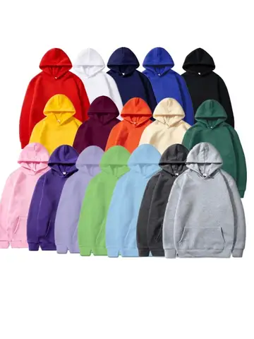 Men's and Women's Solid Color Pocket Hoodies Sports Fitness Sweatshirts Fashionable Casual Pullovers Multi Color