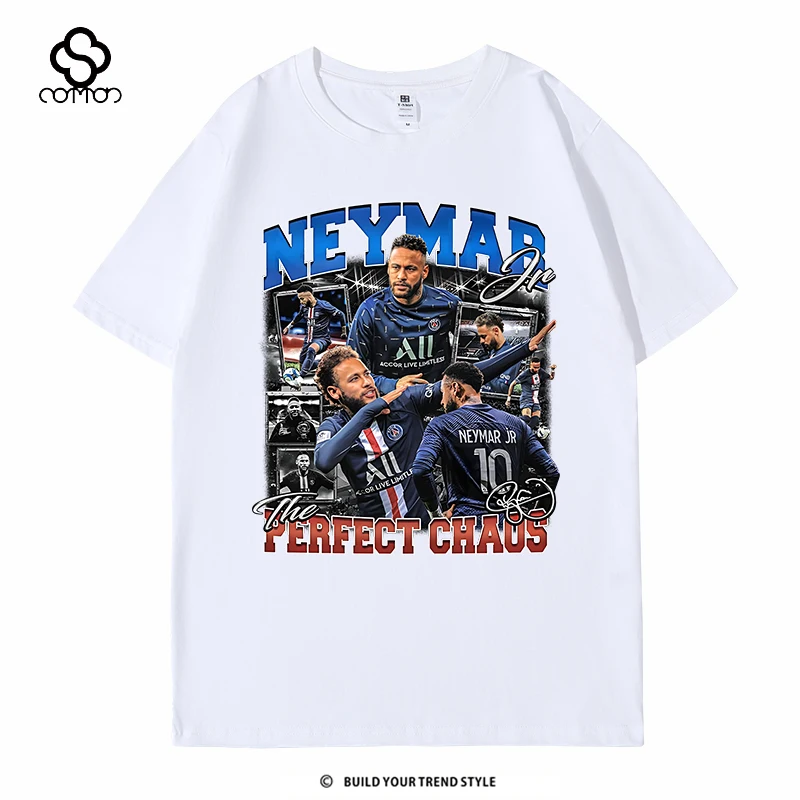 تي شيرت نيمار 100% من القطن الخالص بنجمة أمريكية كلاسيكية رياضية غير رسمية بأكمام قصيرة للشارع للرجال والنساء ماركة عصرية
