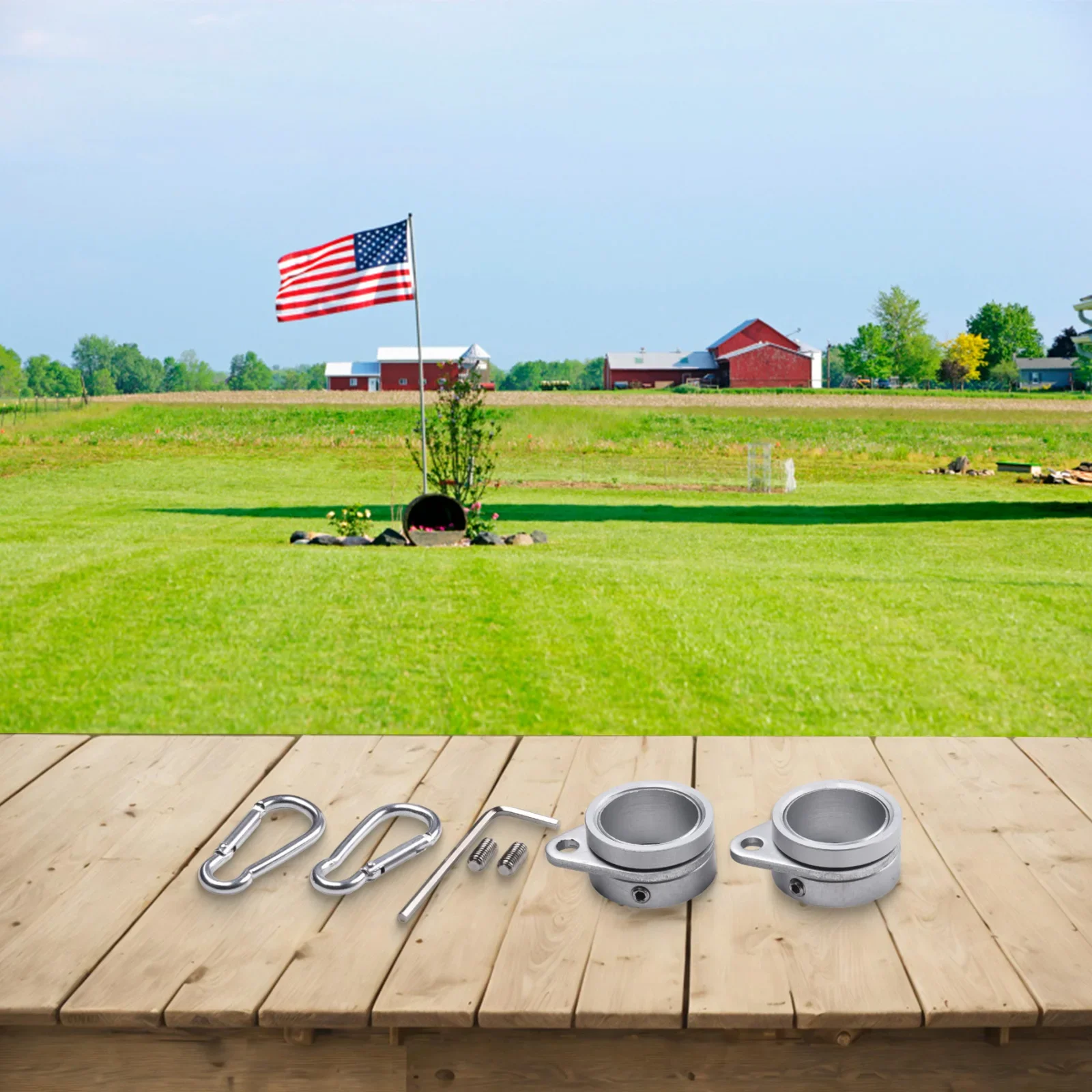 2pcs Flag Pole Ring Aluminum Alloy For 0.75-1 In Pole 360° Rotating  Anti-Wrap Design Rustproof Material Garden Decoration