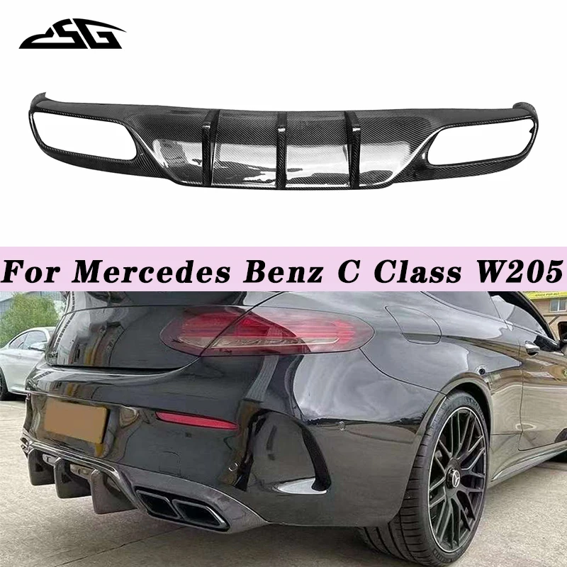 For Mercedes Benz C Class Two-door car W205 C63 C43 C220 C260 Carbon Fiber Rear Lip Diffuser OEM Style Spoiler Splitter Body Kit