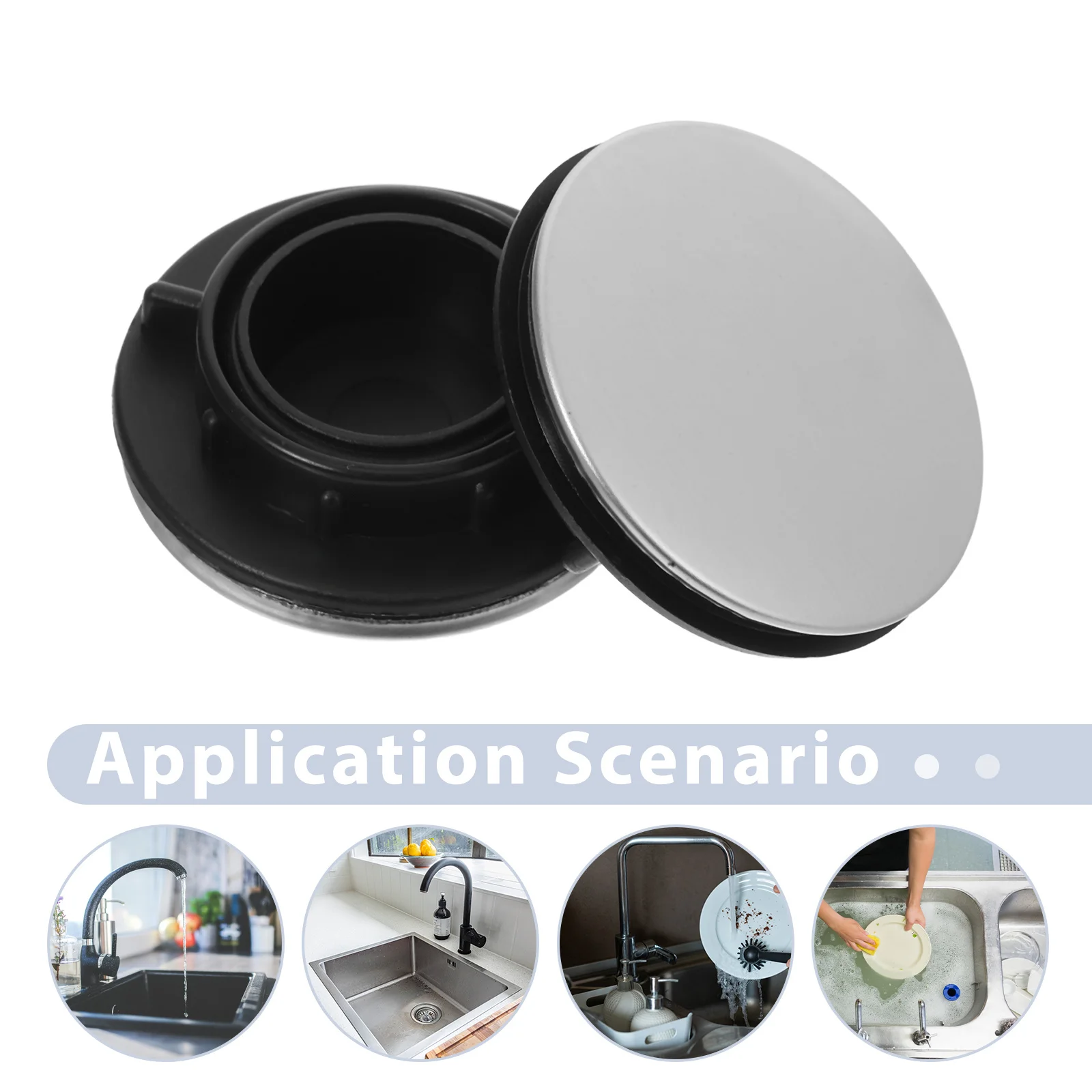 2Pcs Kitchen Sink Tap Hole Cover Stainless Steel and PP 31-40Mm Diameter Non Rust Cover Sealing Solution for Unused Faucet Holes
