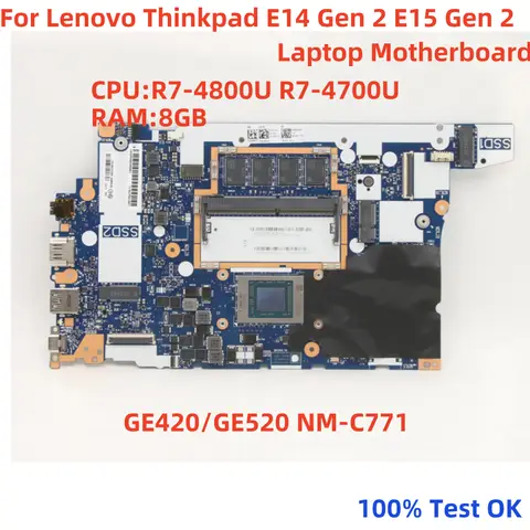 NM-C771 For Lenovo Thinkpad E14 Gen 2 E15 Gen 2 Laptop Motherboard CPU R3 R5 R7  FRU 5B20Z48187 100% Test OK