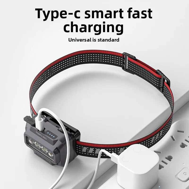 屋外用軽量ledヘッドランプ。強力な光量、超高輝度、長寿命バッテリー。ヘッドに装着して使用できる、持ち運び可能な懐中電灯。夜間使用に最適。