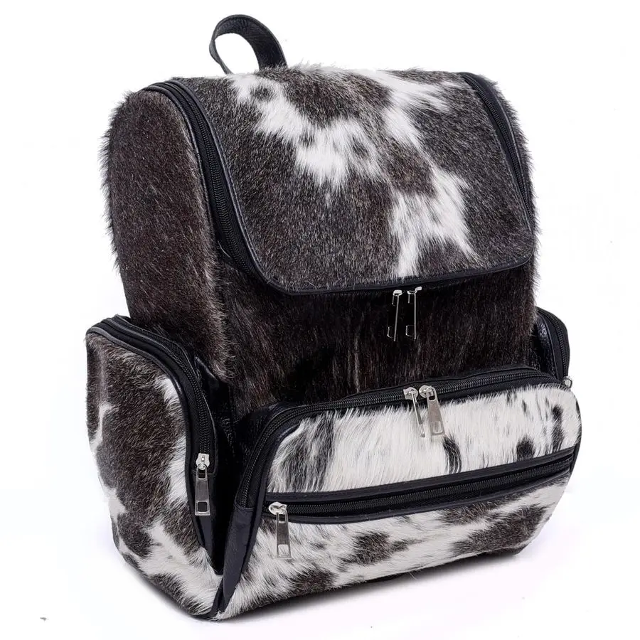 

Leather Cowhide Diaper Bag Backpack Rich HairOn Skin, Premium Western Diaper Bag Elegant Cow Diaper Bag Evolves with Every Journ