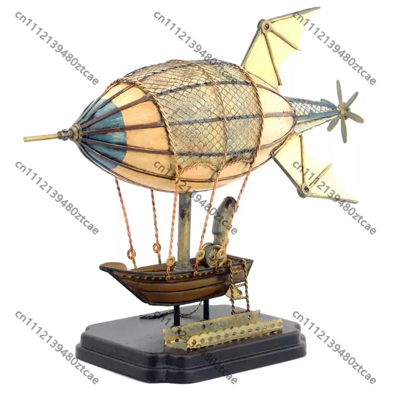 Handmade Vintage Iron European Old Airship Model Ornament, Decor for Bar, Restaurant, Window & Home