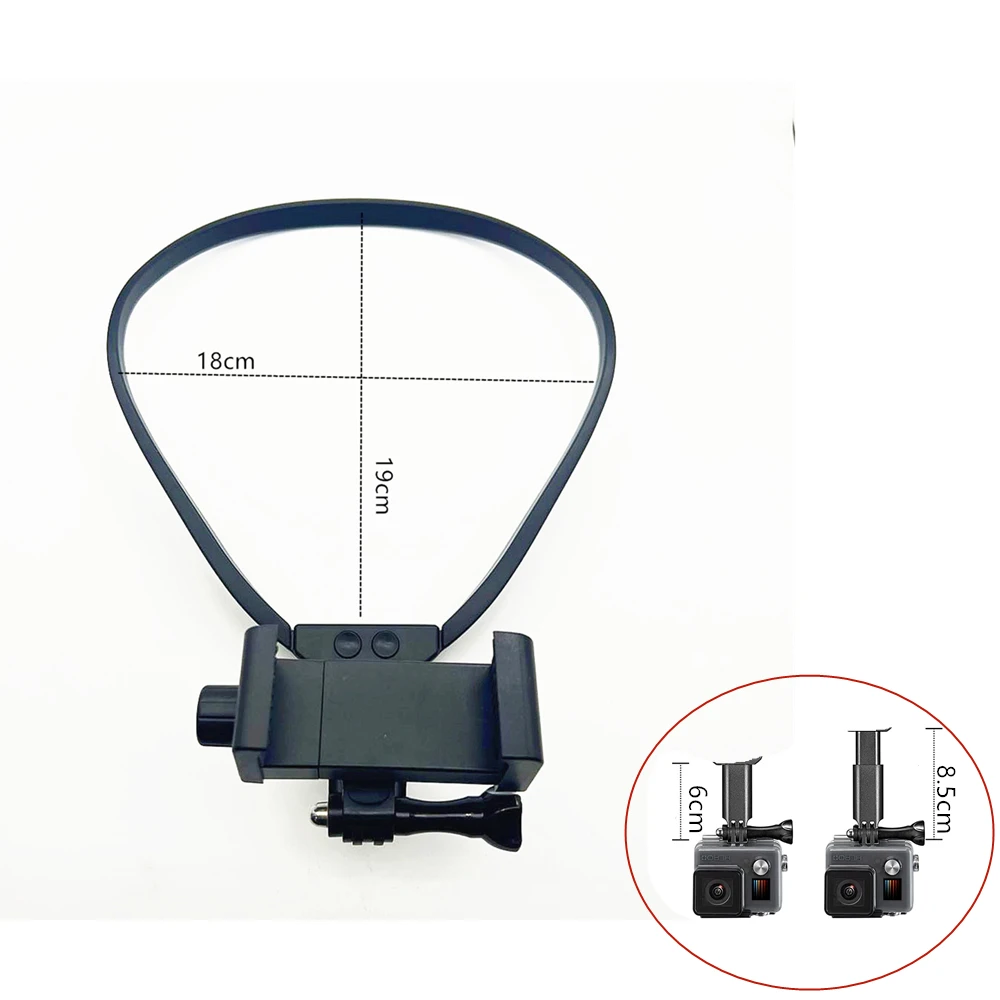 حامل رقبة POV / VLOG للهاتف المحمول مع مشبك عالمي لهاتف iPhone 14 13 12 11 Pro Max Plus لـ GoPro Hero 12 11 10 9 8, 7, 6, 5