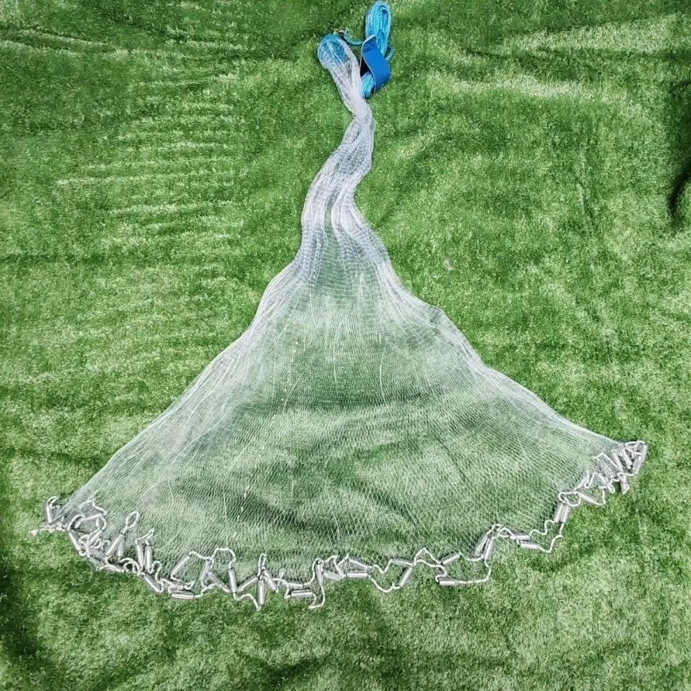 

No Circle American Style Fishnet Hand Cast 1 Finger Grid Fishing Net Steel Sinker Foldable Cast Fish Net Fishing Trap Tools
