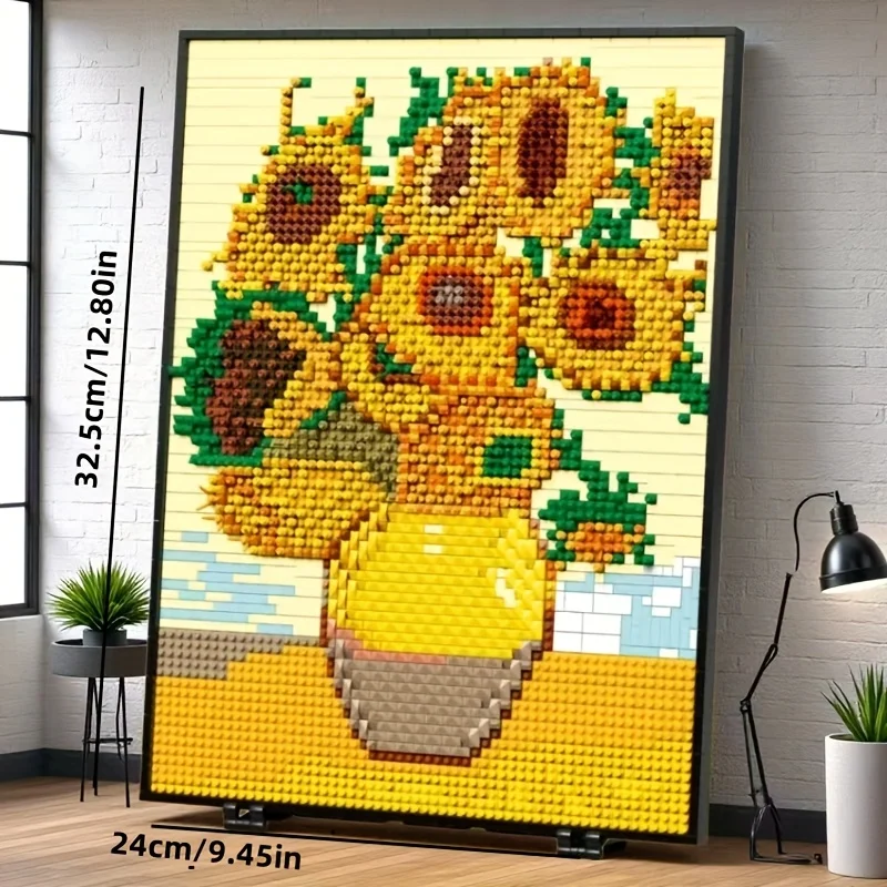 3488 шт., набор игрушек из строительных блоков в виде фоторамки с подсолнечником, лучший выбор для украшения домашнего офиса и подарка