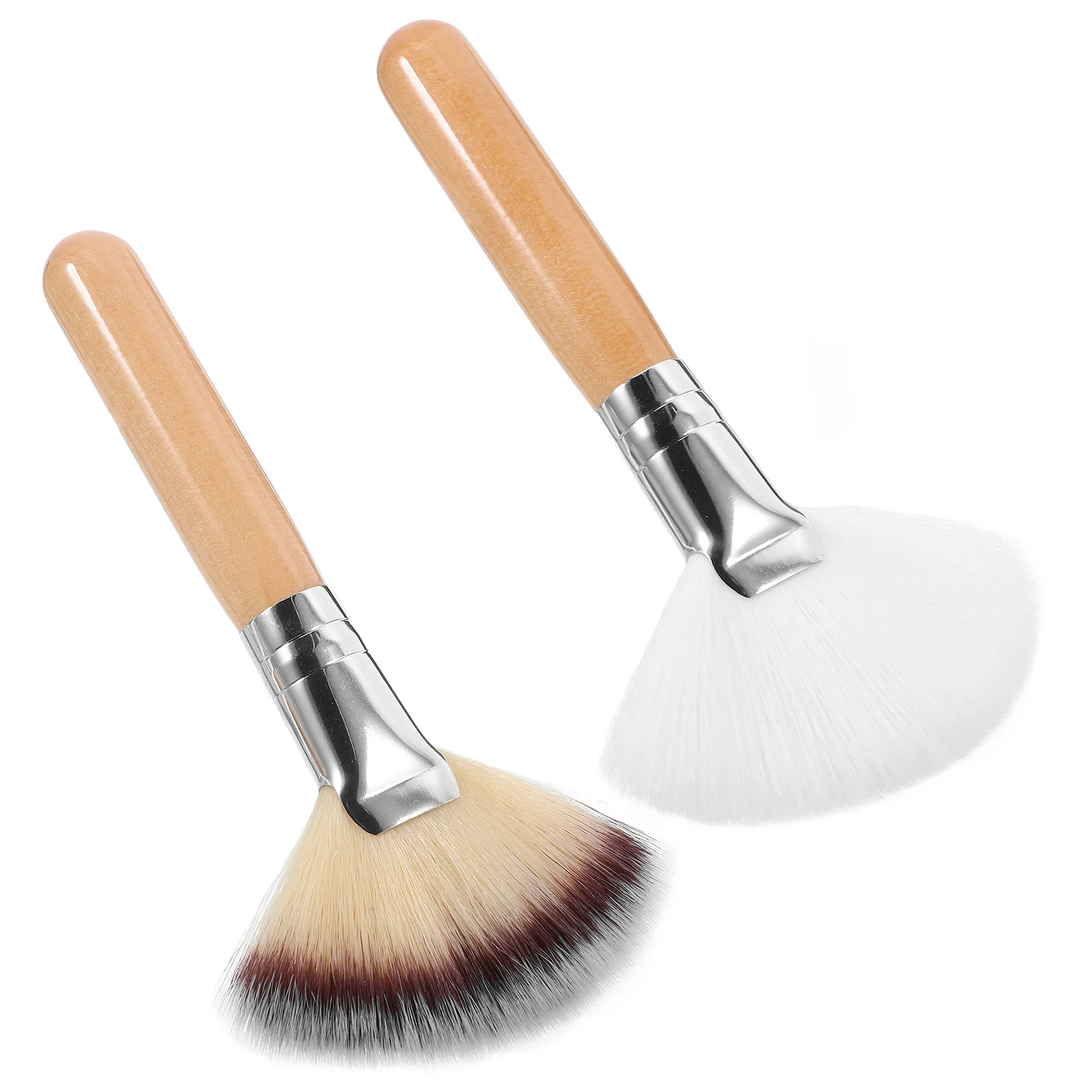 2 pçs em pó premium náilon cabelo macio denso para fundação blush configuração ferramentas de maquiagem feminino escova facial iluminador escova