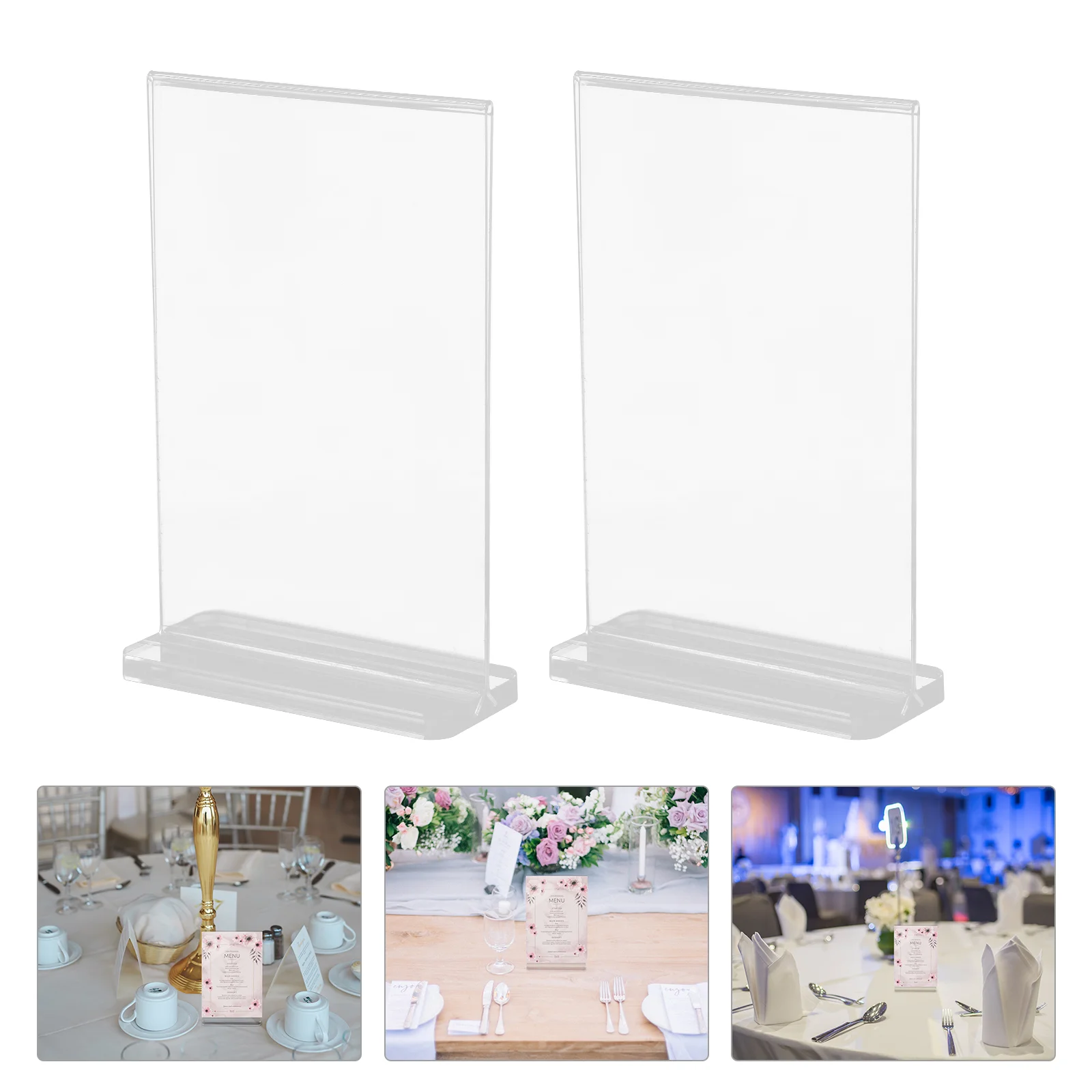 2 Pcs Digital Signage Acrylic Holder Stand Frame Holders White Poster Picture Display Stands Office