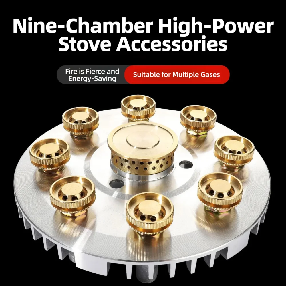 9 Cores Gas Stove Accessories, Copper Nozzle & High Flame Plate, Durable Parts Household Gas Stove