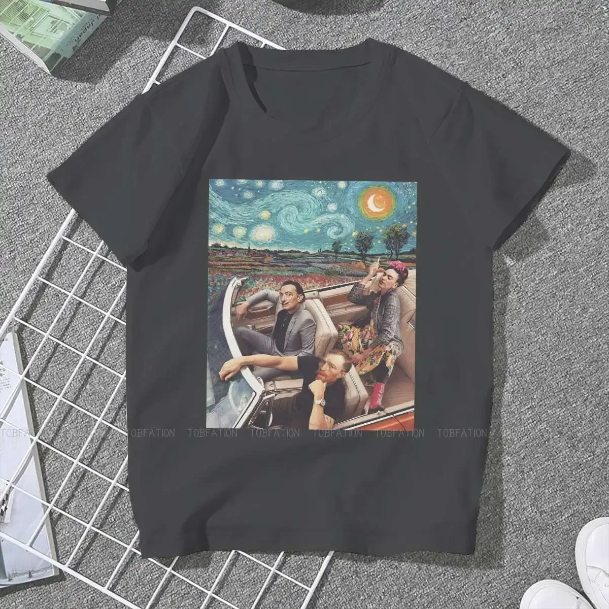 Female Clothing Loose Cotton Graphic Tops Van Gogh and Friends In a Car  Tshirts Funny Artwork Aesthetic Vintage anime clothes