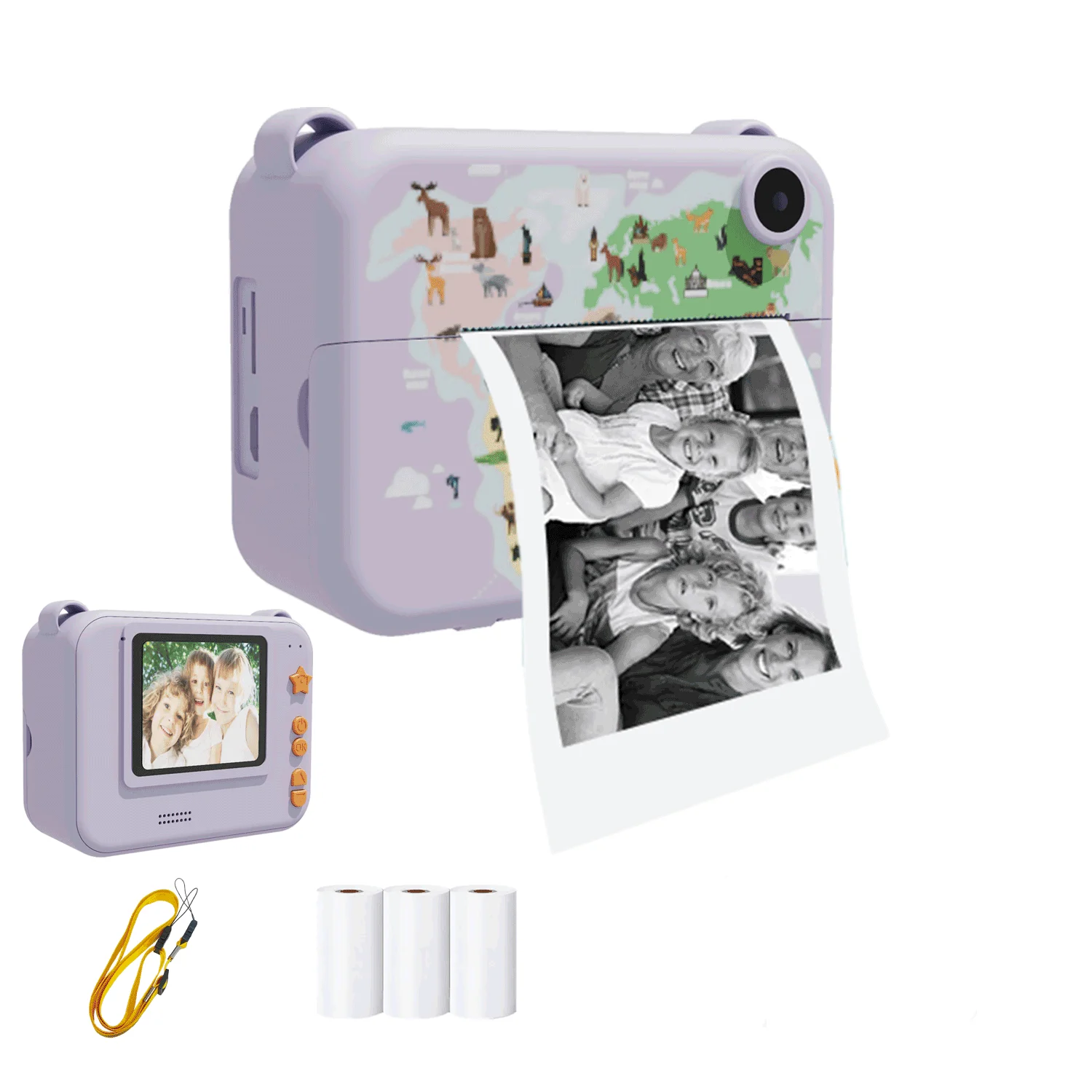 Mini Câmera Digital Portátil para Crianças, Impressora Térmica, Impressão Instantânea, Câmera Fotográfica, Vídeo, Presente Educativo, Brinquedo para Crianças