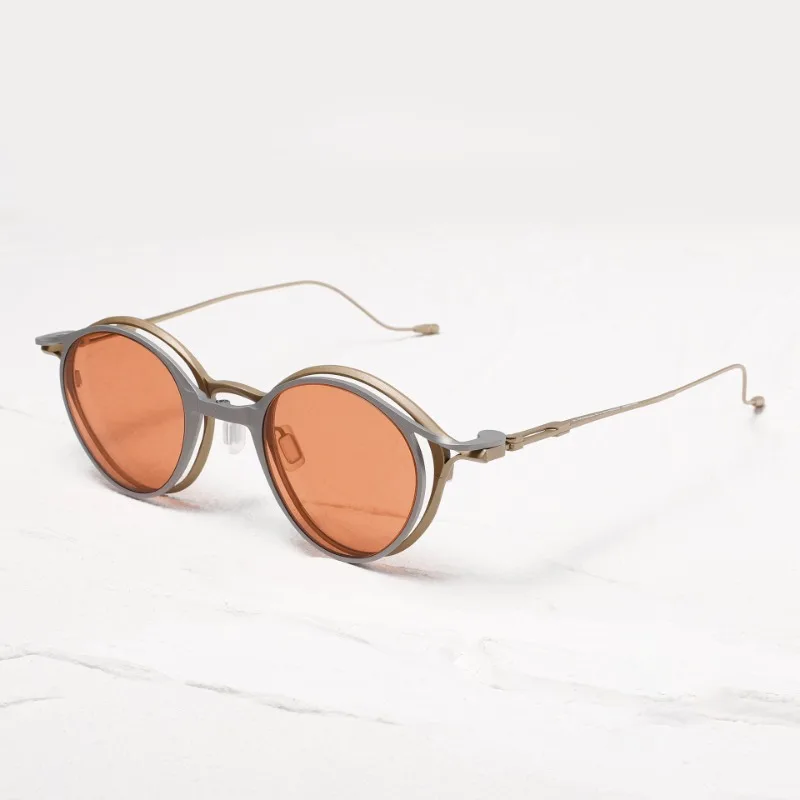 

2025 New Magnetic Mirror Set Japanese Literary Retro Sunglasses Pure Titanium Sunglasses Double Frame Can Be Matched with Myopia