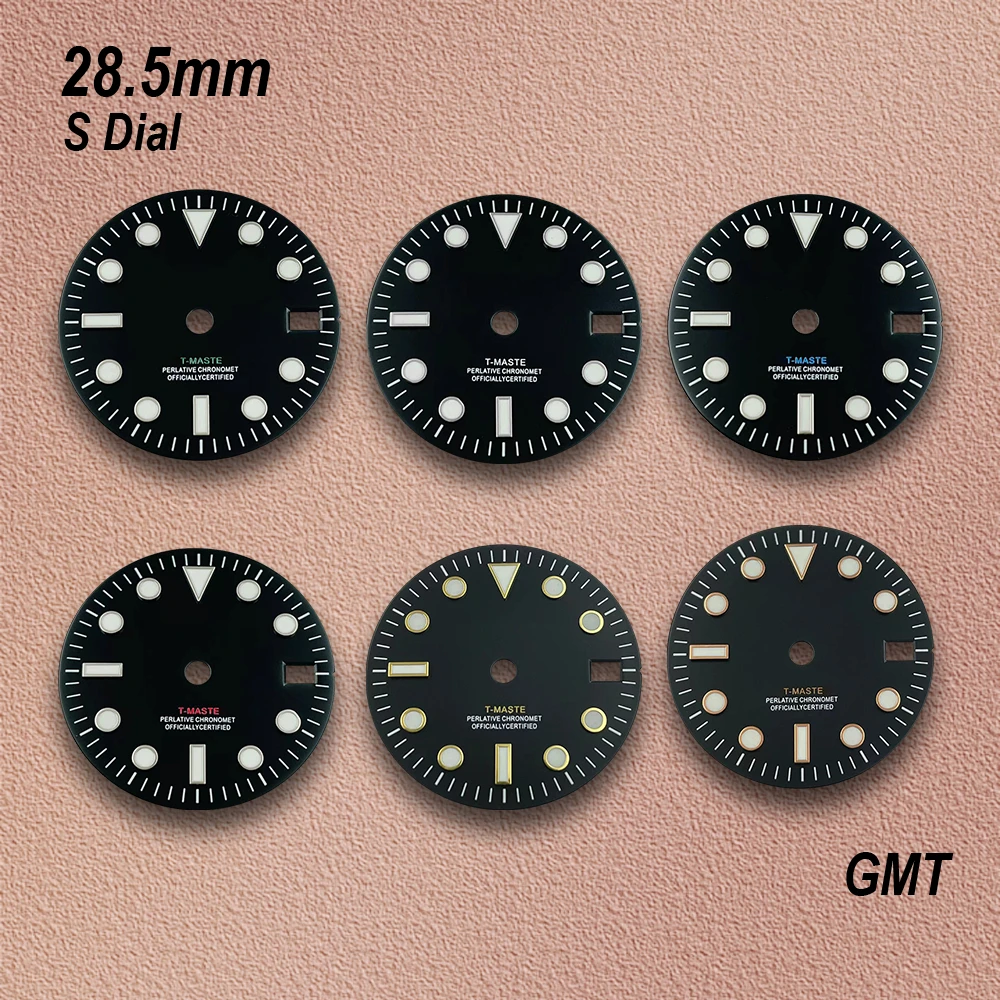 28.5mm GMT  Print S Dial Fit NH34 Japanese Movement Ice Blue Luminous Watch Modification Accessories