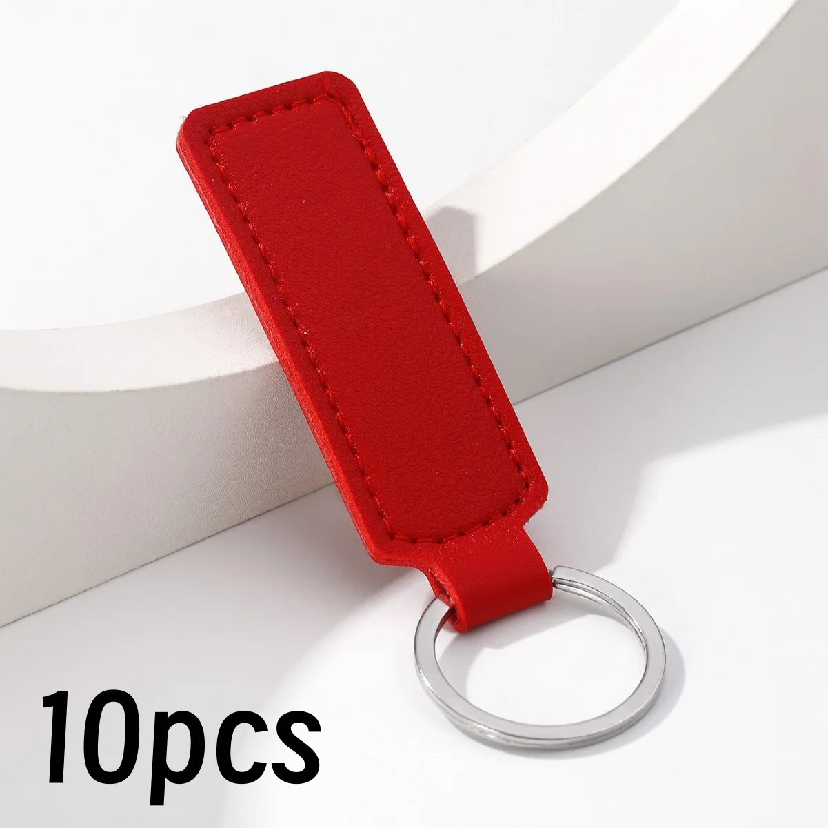 10Pcs Bright PU Leather Keychain Set