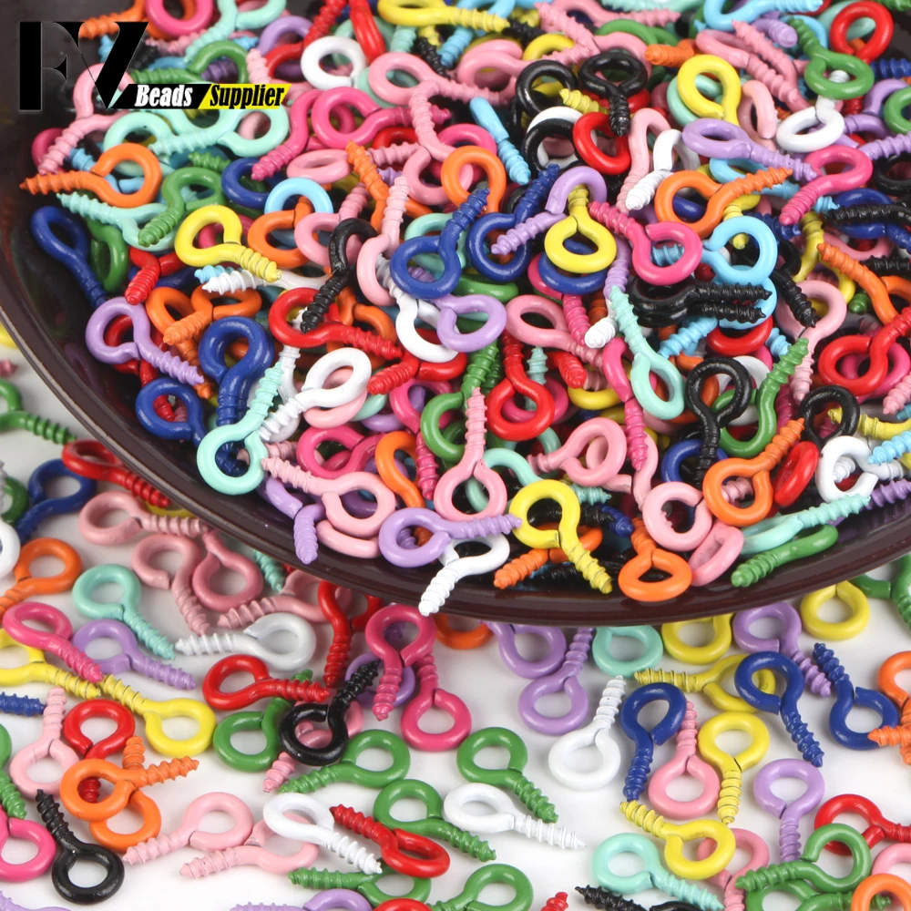 100pcs Colorful Mini Eye Pins Small Tiny Sheep Eyes Nail Screw Hooks Eyelets for Beads Pendant Screw Jewelry Making Accessories