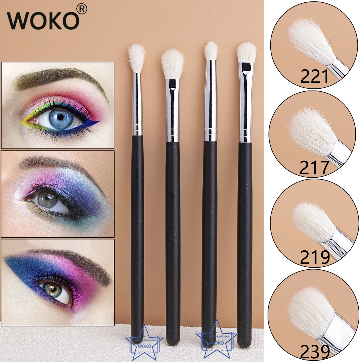 217/219/239/221# Eyeshadow Brush Shadow Smudge Blending Makeup Brush Crease Blending Brush Goat Hair Eyeshadow Makeup Tool