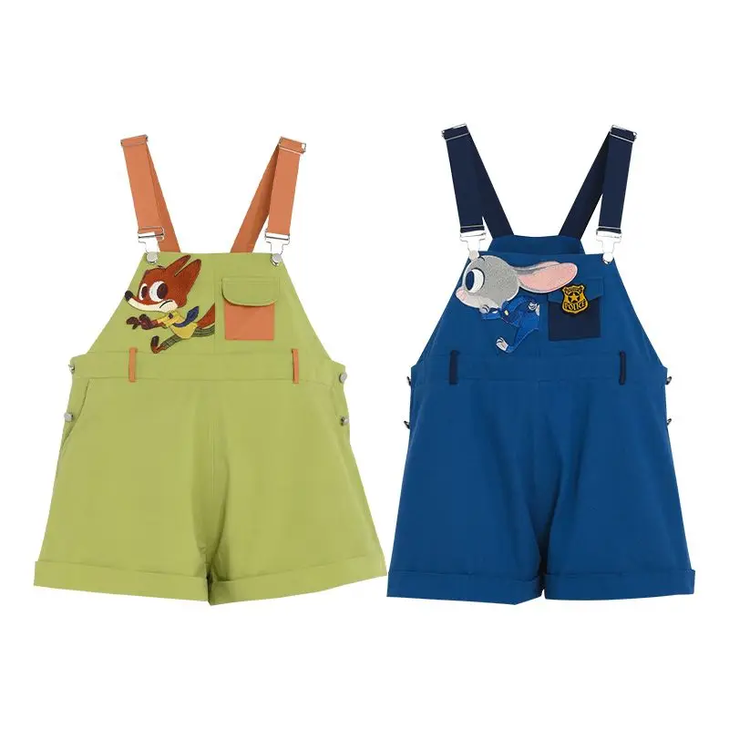 Disney's Zootopia Judy Nick Casual Bib Shorts Cartoon Animation Peripheral Cute, Comfortable Versatile Neutral Girlfriend Outfit