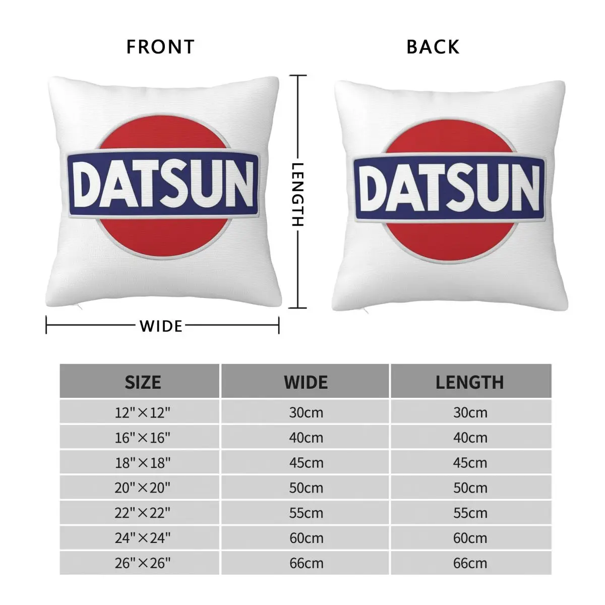 Classic Datsun Logo Square Pillowcase Polyester Linen Velvet Printed Zip Decor Throw Pillow Case Bed Cushion Cover