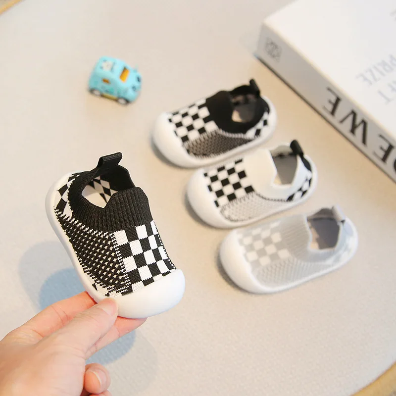 2026 Autumn Baby Shoes Anti-slip Breathable Floor Socks with Rubber Sole for Children Girls Boys Mesh Shoes Soft Bottom Shoes