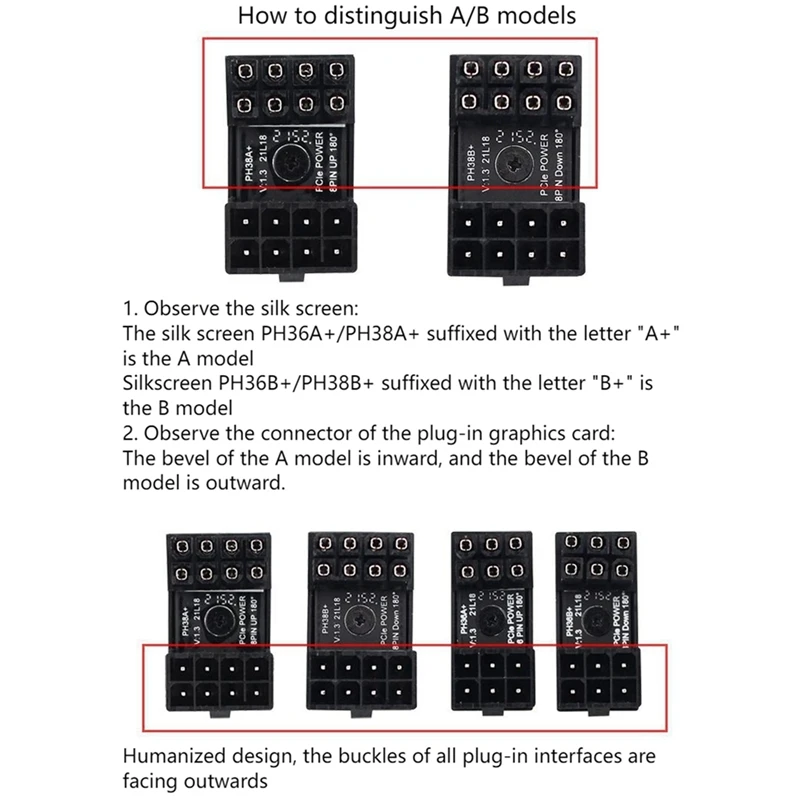 1 Pc Graphics Card Power Supply 180-Degree Steering Connector, Female-To-Male Adapter