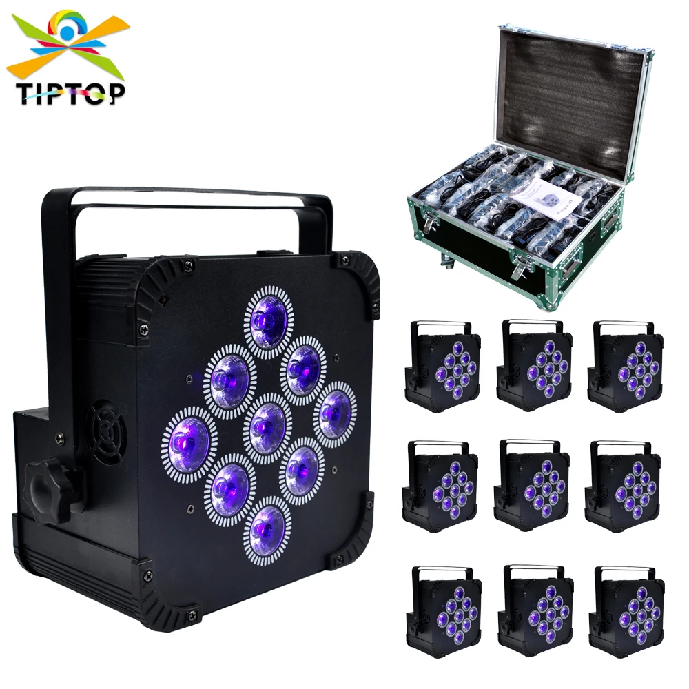 

10 Units Wireless DMX Uplight 9x18w RGBWA UV Par Can Battery Power LED DJ Uplights IP20 Non Waterproof LED DJ Par Party Wedding