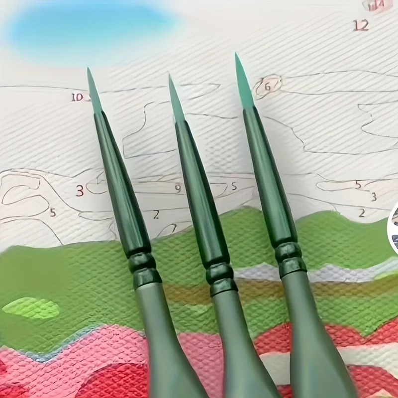 فرش رسم صناعية مصغرة بمقابض مثلثة، لوازم فنية مع تفاصيل فائقة الدقة للأكريليك،