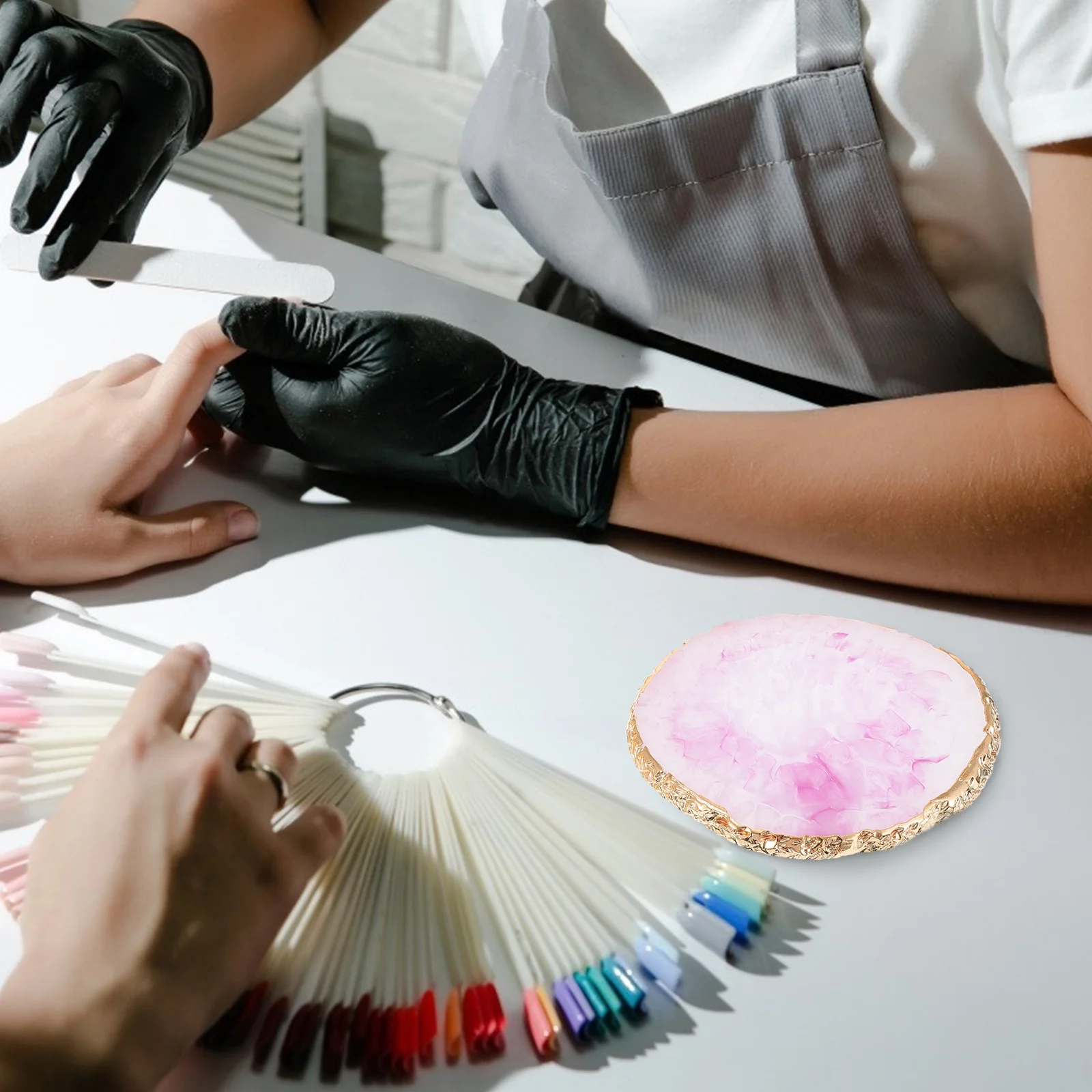 Paleta mezcladora de uñas de resina, placa de exhibición de Color, herramienta artística de manicura para esmalte de Gel, base, pigmentos de lápiz labial, tamaño de viaje, 2 uds.