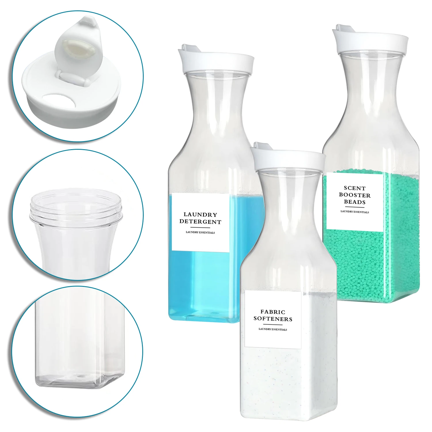 1PC 1000ml Laundry Detergent Dispenser Plastic Softener Dispenser Liquid Laundry Container Scent Booster Cans with 4pcs Labels