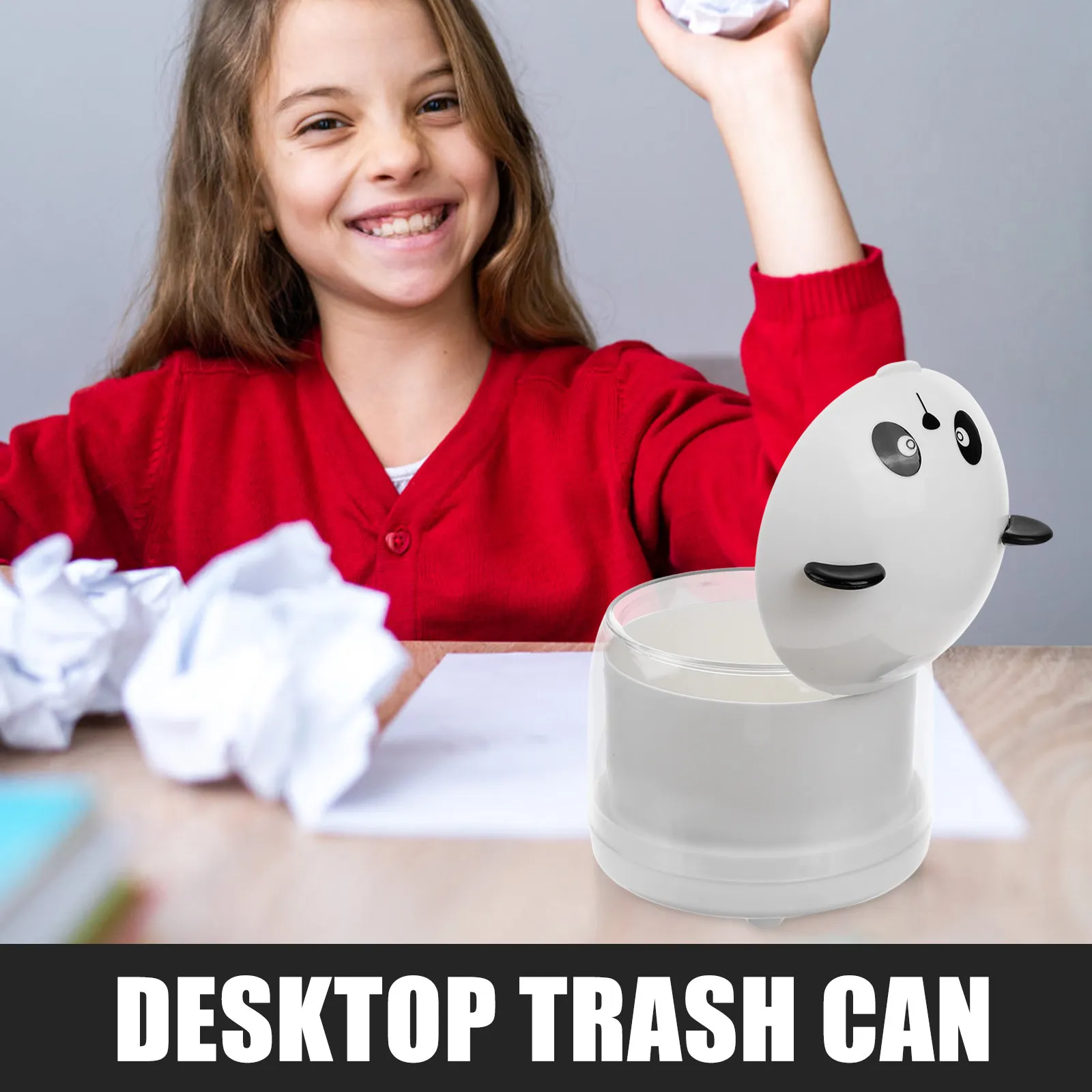 

Mini Wastebasket Cartoon Panda Plastic Trash Can Office Desktop Trash Bin Bedroom Bathroom Rubbish Container Waste Paper Basket