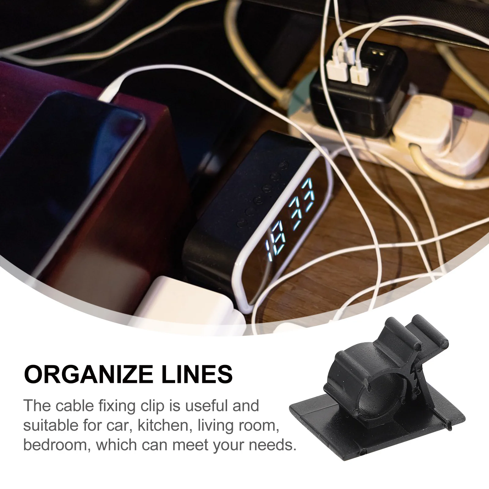 50 szt. Regulowanych klipsów samoprzylepnych do kabli, organizer przewodów do domu, samochodu, kuchni, sypialni, mocowanie kabli