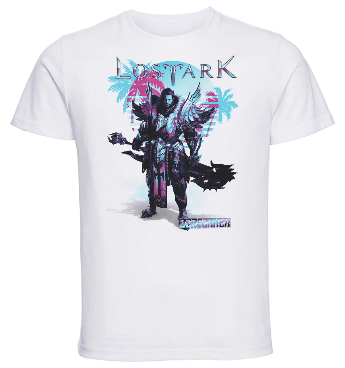 T-Shirt Unisex White Vaporwave Style - Lost Ark - Berserker