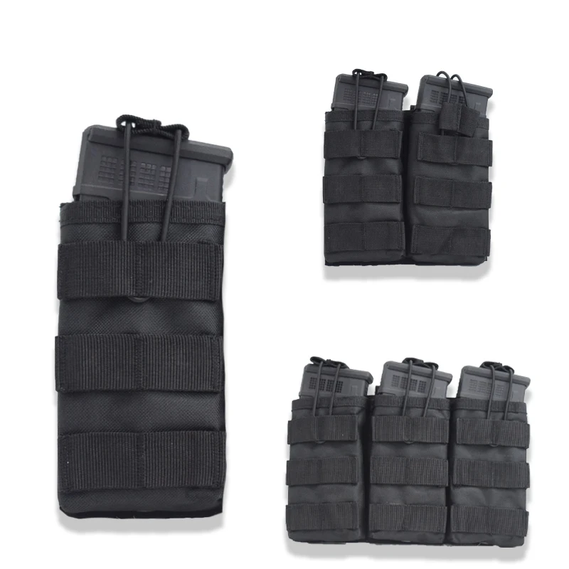 Hunting MOLLE Vest Accessories Triple Cartridge Bag 1000D Nylon Paintball Airsoft Single / Double Magazine Pouch