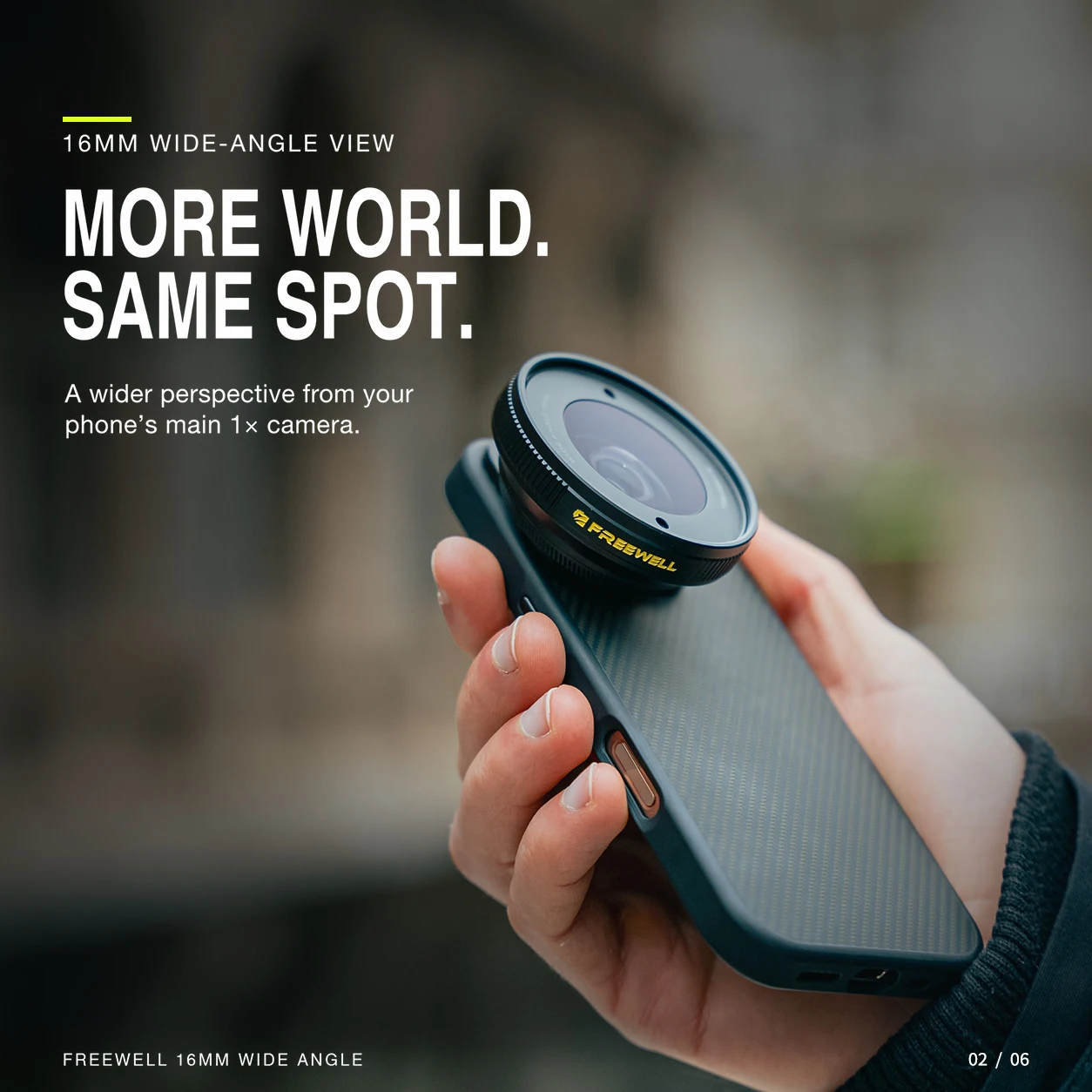 Freewell 16mm Wide Angle Lens, Achieve 105° FOV and Wide Expansive Shots for Freewell iPhone and Samsung 17MM Mount Case & Cage