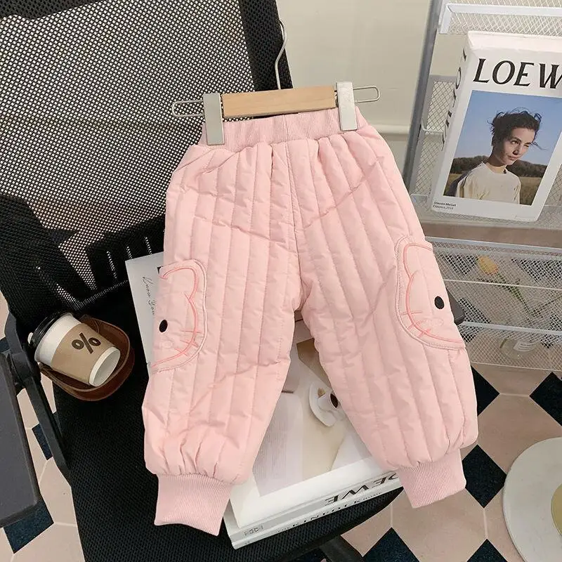 حار مرحبا كيتي فتاة Sweatsuit السراويل Kawaii أنيمي الشتاء الرياضة طالب عارضة فضفاض الدفء مريحة ملابس الأطفال
